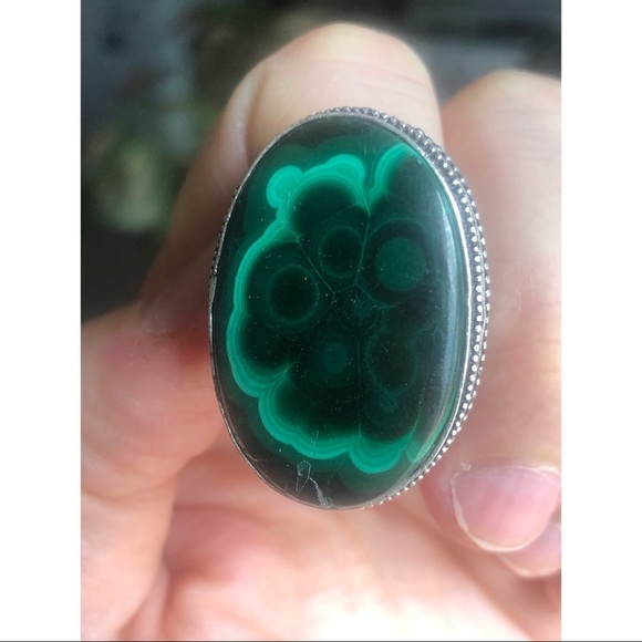 .925 stamped green malachite ring!!! - Picture 1 of 8